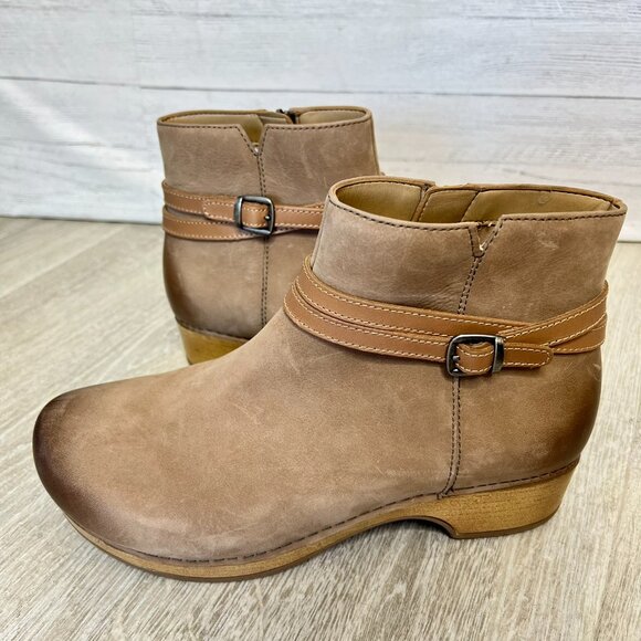 Dansko Boots Womens Size 10/41 Brook Taupe Burnished Nubuck Leather Boot - Picture 8 of 16
